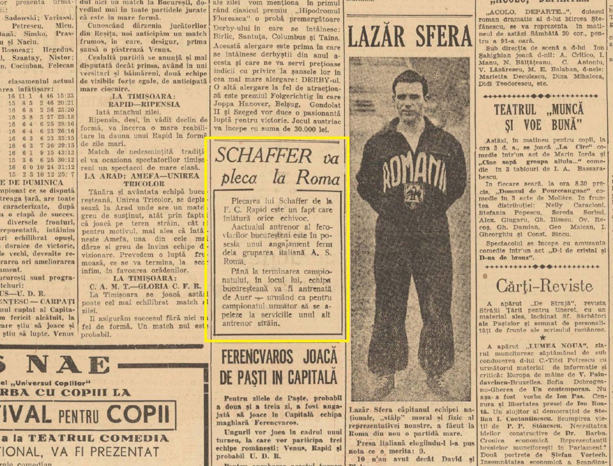 Alfred Schaffer, fost antrenor la Rapid, campion cu AS Roma