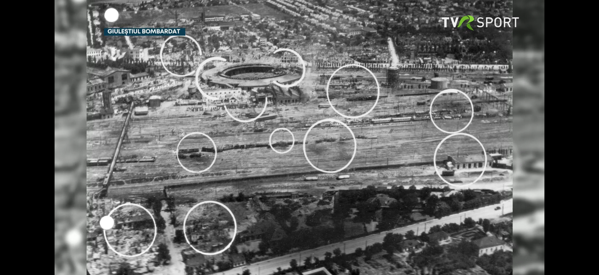 Imagini în premieră difuzate de Televiziunea Română » Cum a fost devastat stadionul Rapid în bombardamentele din 1944!