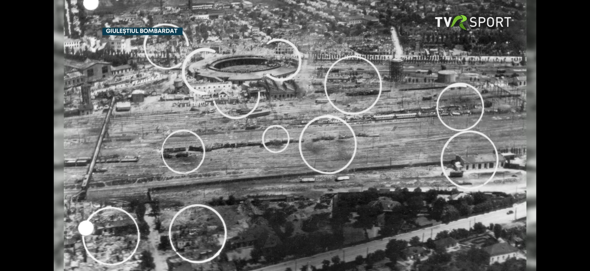 Imagini în premieră difuzate de Televiziunea Română » Cum a fost devastat stadionul Rapid în bombardamentele din 1944!