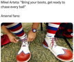 Mikel Arteta: „Aduceți-vă ghetele de fotbal, pregătiți-vă să alergați după fiecare minge”
Fanii lui Arsenal: