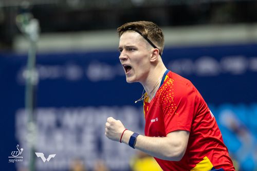 Iulian Chiriță după un punct reușit FOTO ITTF