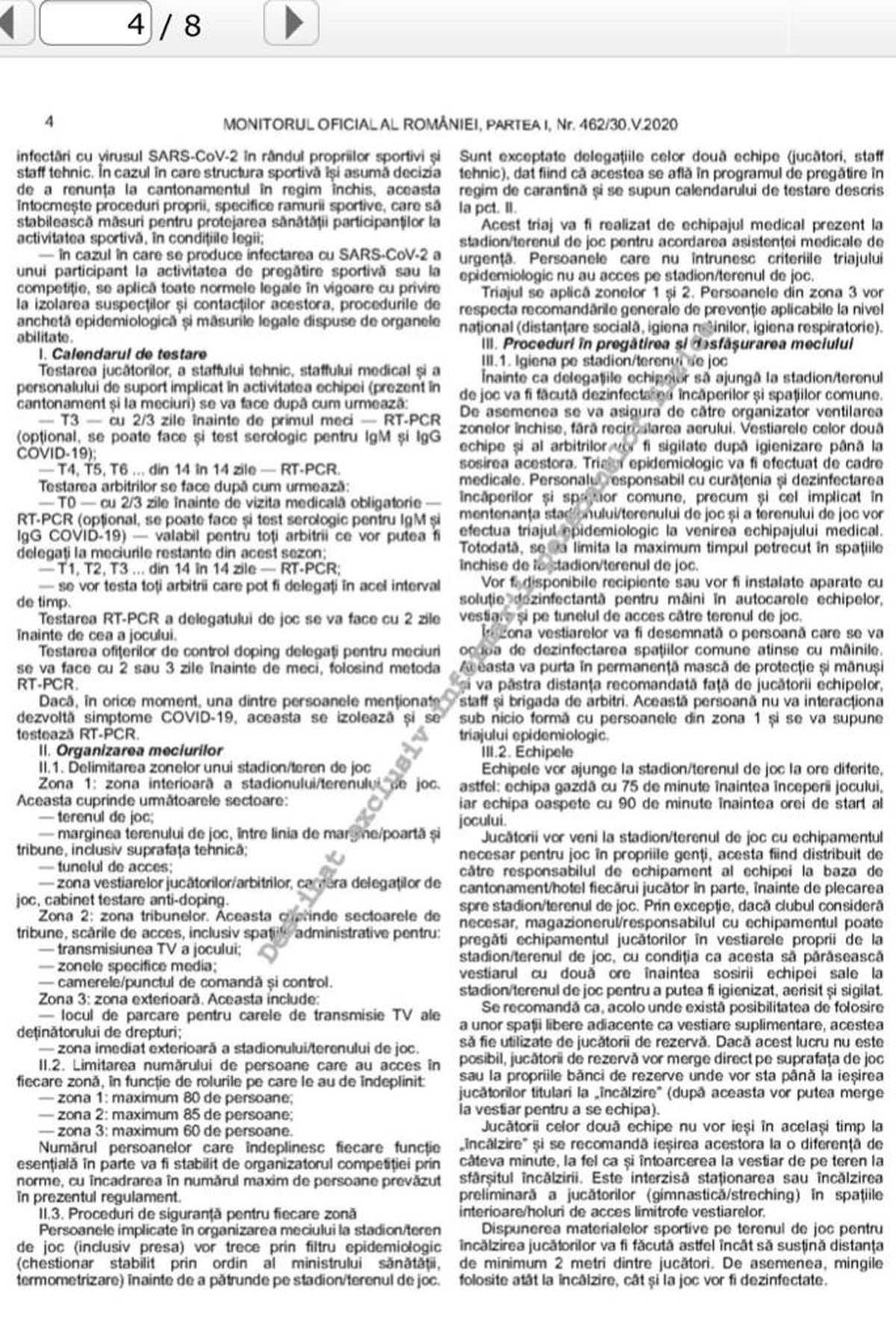 DOCUMENT Măsurile privind reluarea competițiilor, publicate în Monitorul Oficial: 3 informații esențiale vizează Liga 1