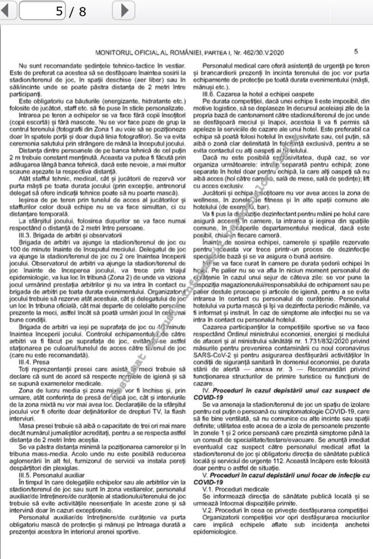 Regulile pentru reluarea competițiilor, publicate în Monitorul Oficial