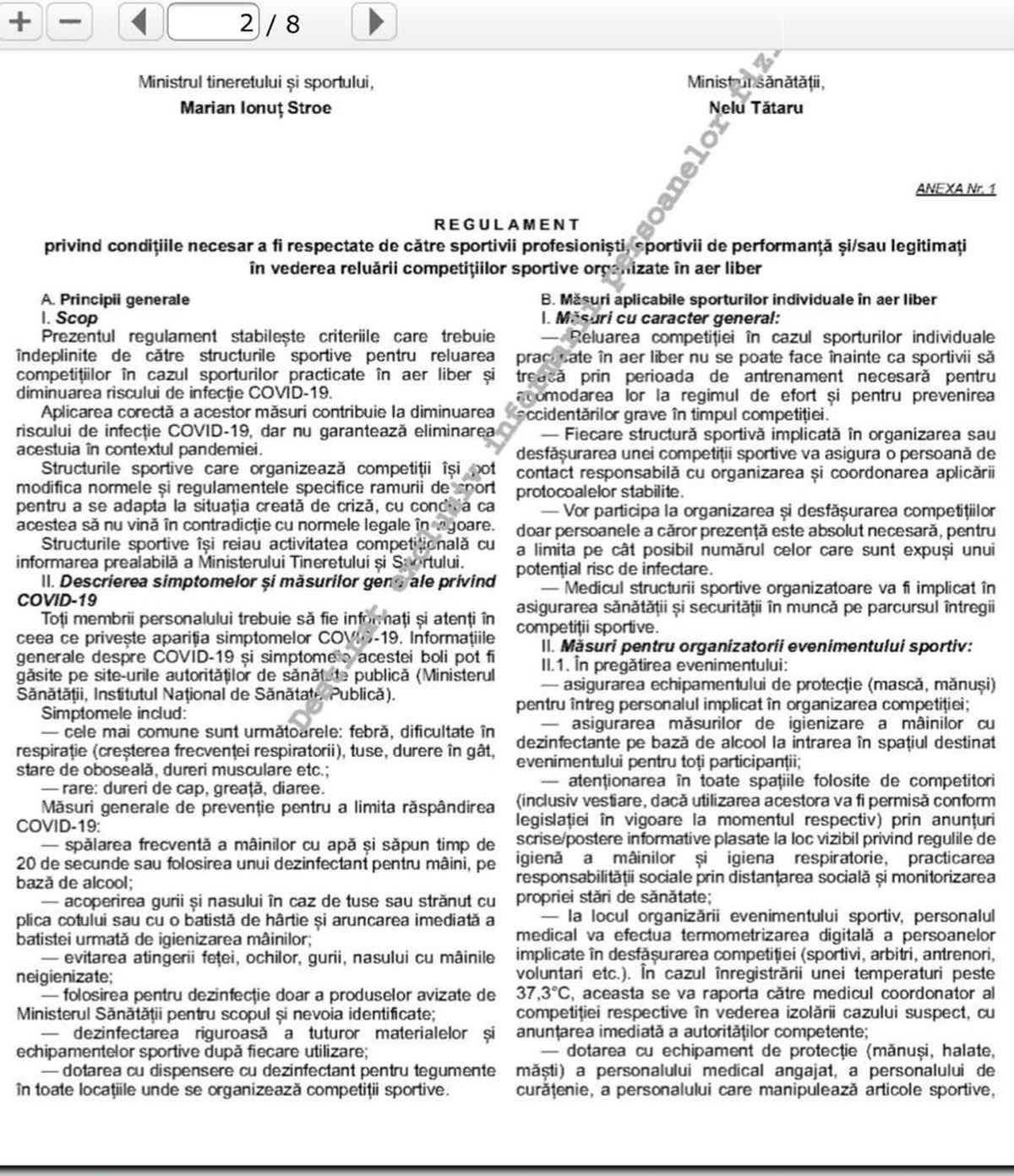Regulile pentru reluarea competițiilor, publicate în Monitorul Oficial