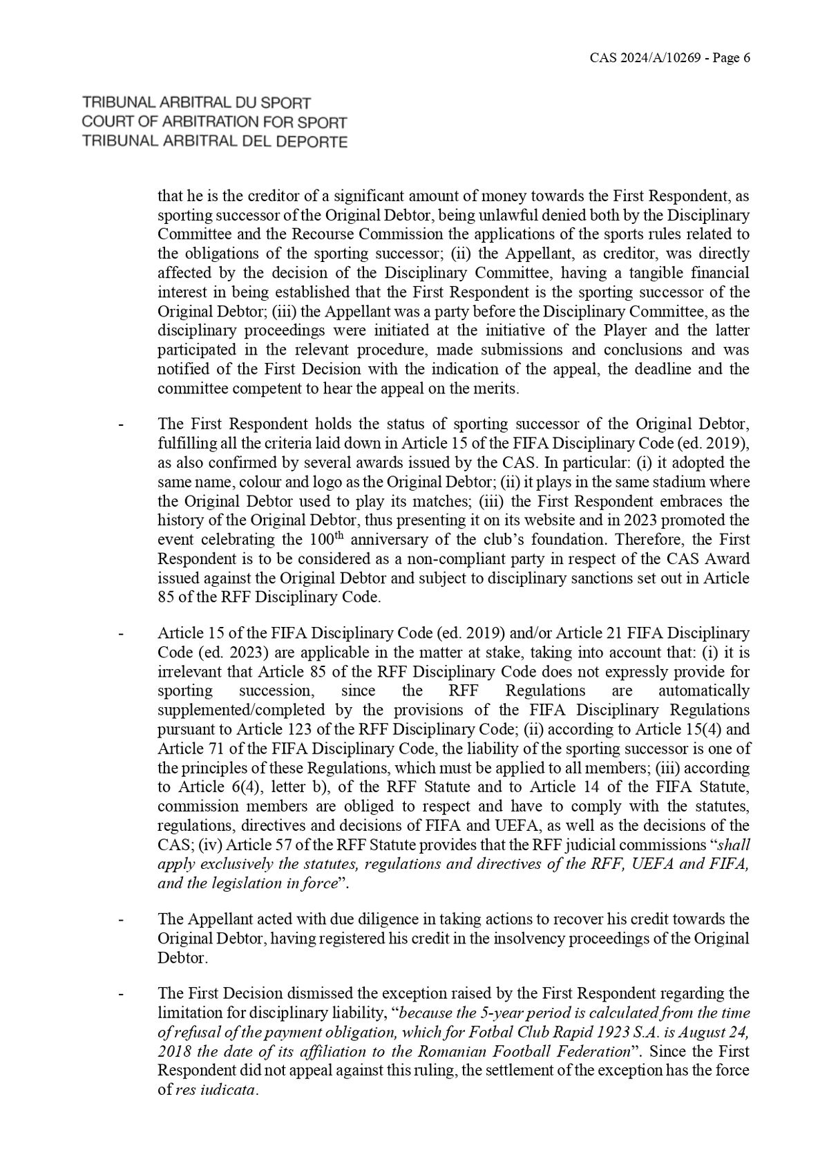 Decizie TAS Rapid - Ionuț Stancu