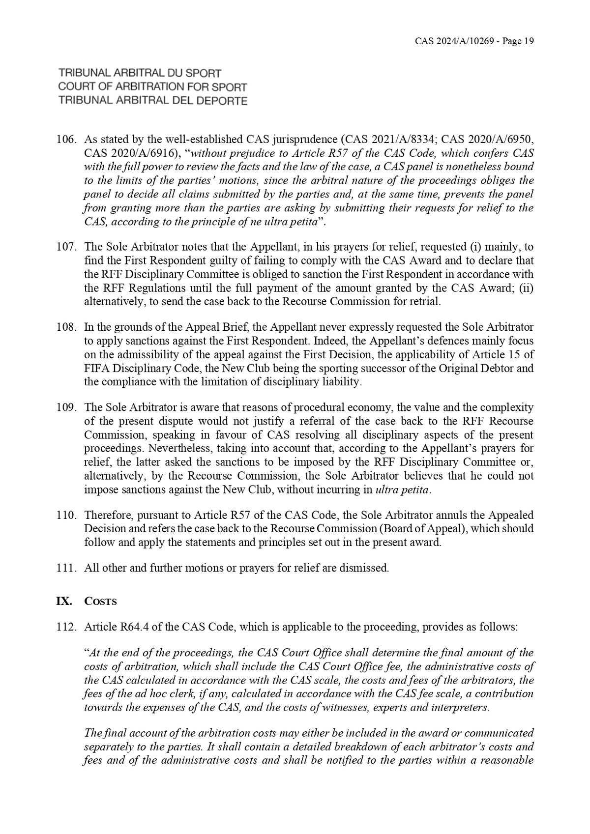 Decizie TAS Rapid - Ionuț Stancu