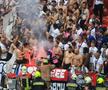 PSG-Arsenal. Ultrașii lui PSG s-au dezbrăcat la pielea goală pe Puskás Aréna. Foto: Ionuț Iordache (GSP.RO)