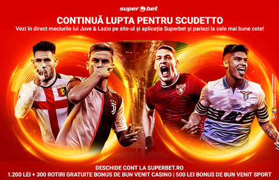 Lupta pentru Scudetto continuă în Serie A! Juventus și Lazio se duelează de la distanță. Ești gata să prinzi SuperBilete?