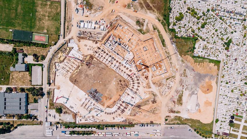 Cele mai noi imagini cu stadionul de la Pitești, surprinse din dronă // foto: capturi Facebook CNI