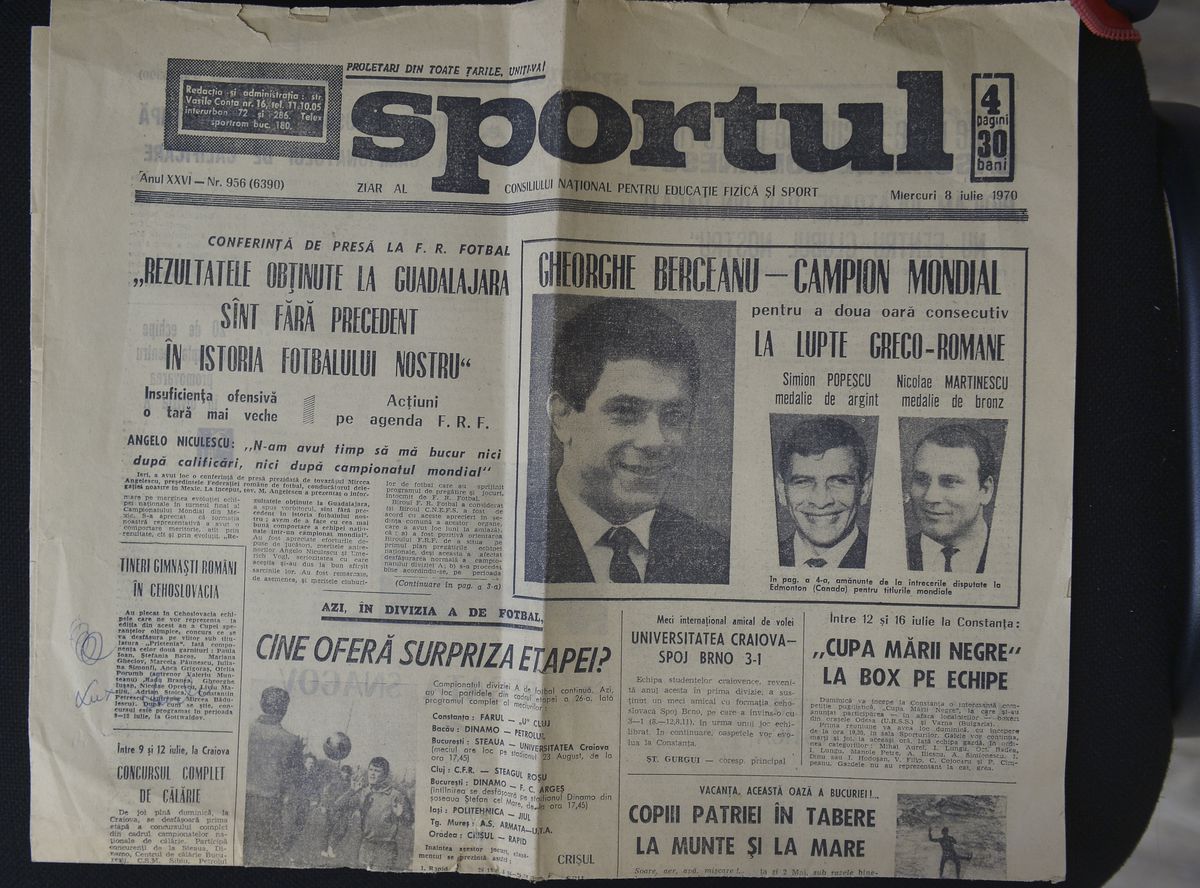 Gheorghe Berceanu, fostul campion olimpic și mondial la lupte greco-romane, a încetat din viață, astăzi, la Slatina