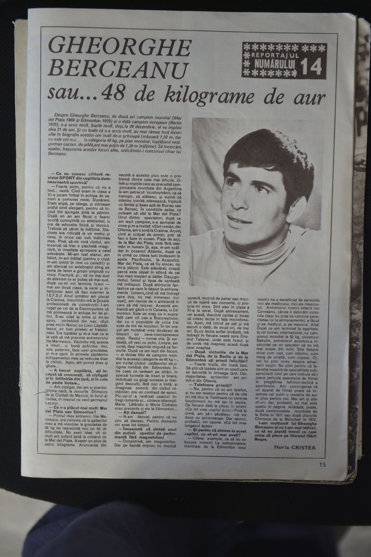 Gheorghe Berceanu, fostul campion olimpic și mondial la lupte greco-romane, a încetat din viață, astăzi, la Slatina