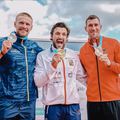 Cătălin Chirilă pe podium la C1-1000 de metri alături de Martin Fuska și Sebastian Brendl