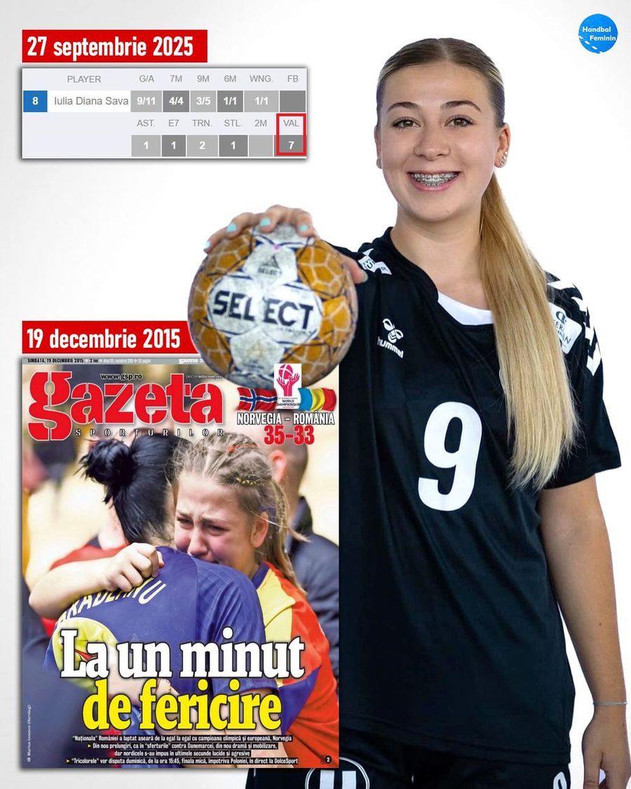 Iulia Sava// foto: Facebook @Handbal Feminin În 2015, apărea pe prima pagină a Gazetei » Acum, tocmai a debutat cu 9 goluri în Liga Florilor!