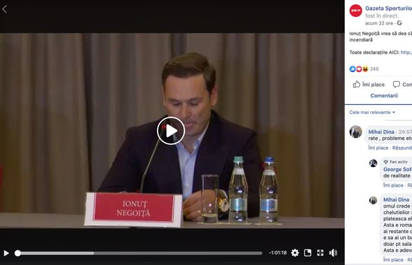 VIDEO Reacție șocantă a lui Mihai Dina în timpul conferinței lui Ionuț Negoiță: „Fiecare jucător are familie, are rate, dobitocule”
