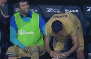 Gerard Pique, luat pe nepregătite de Xavi la meciul cu Valencia » Imaginile de pe banca de rezerve i-au înfuriat pe fani! Busquets a intervenit