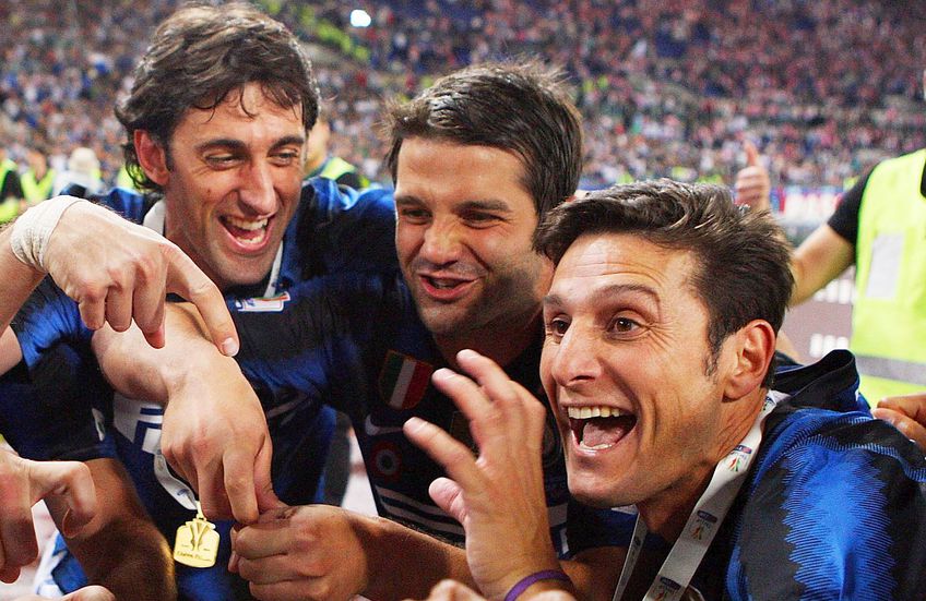 Cristi Chivu, centru, alături de Javier Zanetti, dreapta imaginii, și Diego Milito, foto: Gettyimages