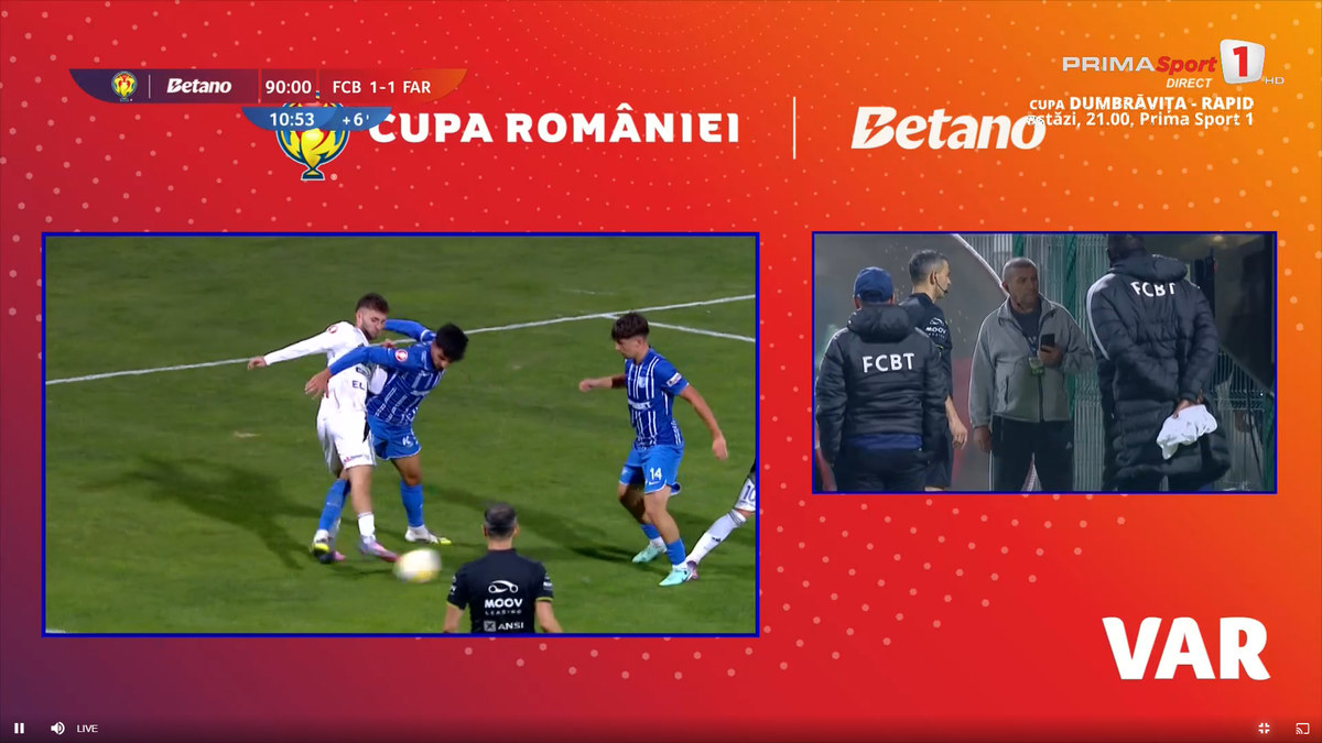 Fază curioasă în prelungirile meciului Botoșani - Farul, din Cupă