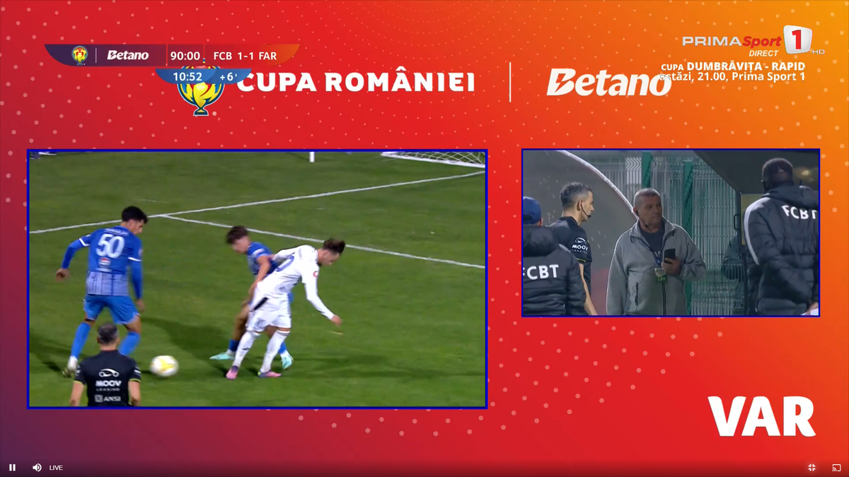 Fază curioasă în prelungirile meciului Botoșani - Farul, din Cupă