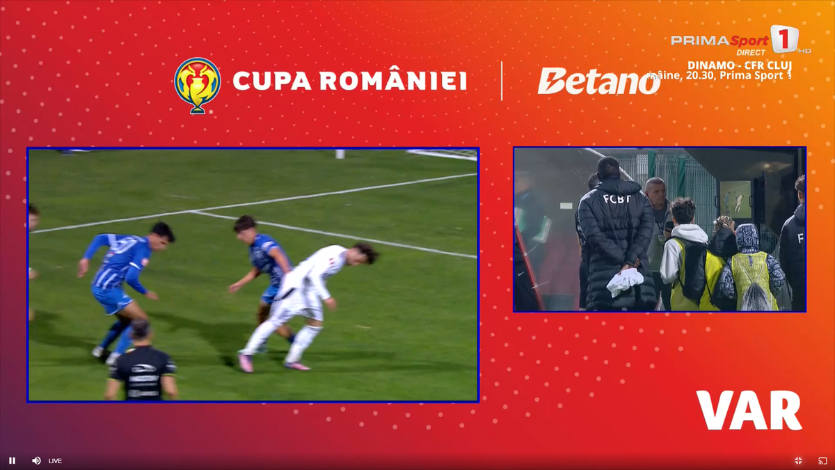 Fază curioasă în prelungirile meciului Botoșani - Farul, din Cupă