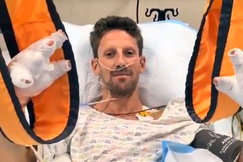 Romain Grosjean, la spital // foto: Twitter @ HaasF1Team