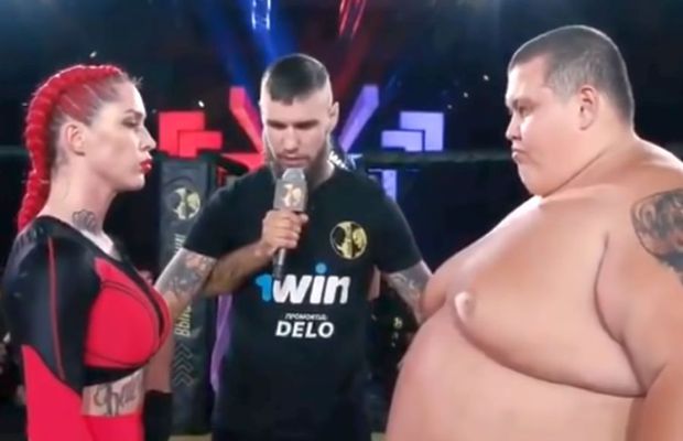 VIDEO Cea mai ciudată luptă din istorie! » O femeie de 63 de kilograme a înfruntat în cușcă un bărbat de 240 kg: „Dezgustător, rușinos”