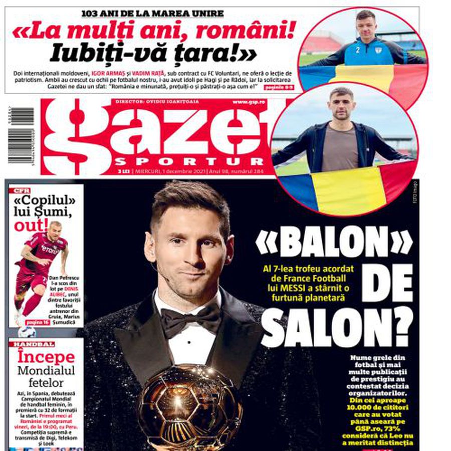 Ce scrie azi Gazeta Românii nu recunosc triumful lui Messi! Rezultat covârșitor în sondajul GSP, după al șaptelea Balon de Aur câștigat de argentinian
