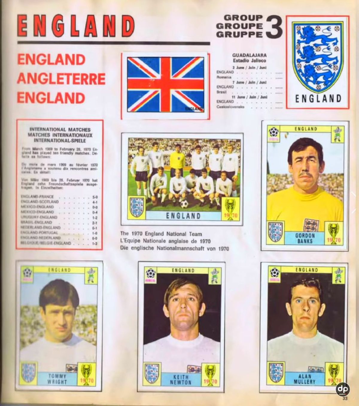 Panini album World Cup Mexico 1970