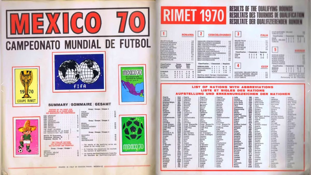 Panini album World Cup Mexico 1970