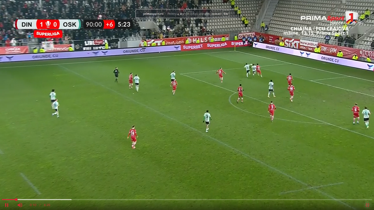 Penalty-ul primit de Sepsi în meciul cu Dinamo