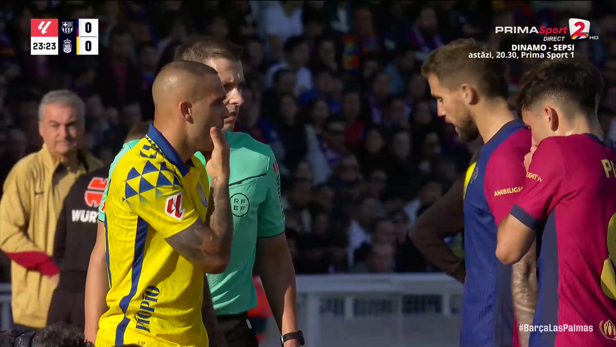 Clipe de panică în Barcelona - Las Palmas » Fotbalistul catalanilor a primit o lovitură în gât și nu se mai putea ridica