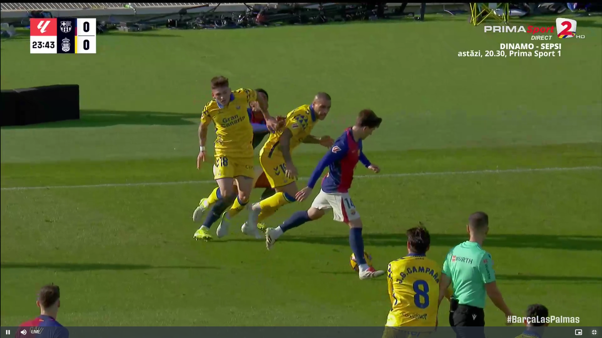 Clipe de panică în Barcelona - Las Palmas » Fotbalistul catalanilor a primit o lovitură în gât și nu se mai putea ridica