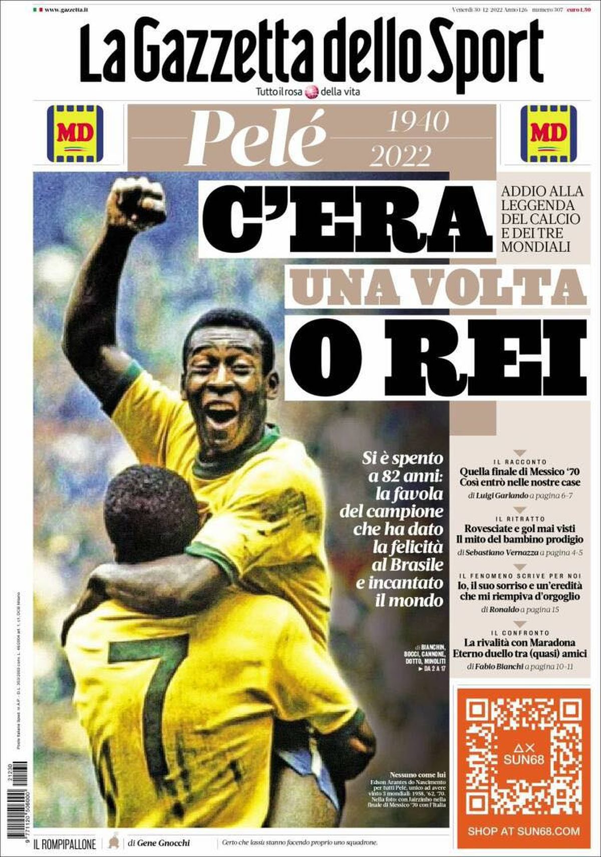 „Niciodată patru litere n-au fost atât de mari” » Cele mai prestigioase publicații ale lumii îi dedică pagini emoționante lui Pelé