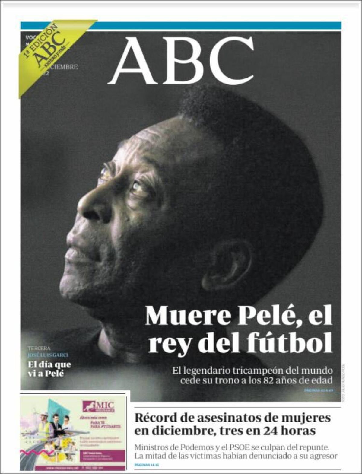 „Niciodată patru litere n-au fost atât de mari” » Cele mai prestigioase publicații ale lumii îi dedică pagini emoționante lui Pelé