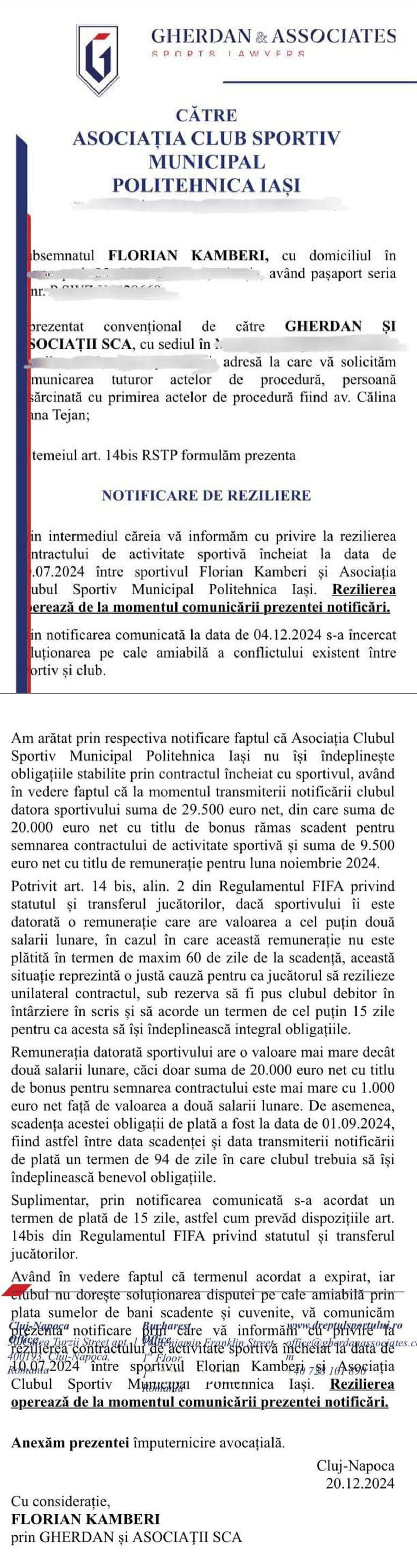 CFR Cluj așteaptă la cotitură pentru a-l „fura” pe atacantul din Superliga » Avem documentele despre litigiul financiar: „Ați lipsit nemotivat de la antrenamente”