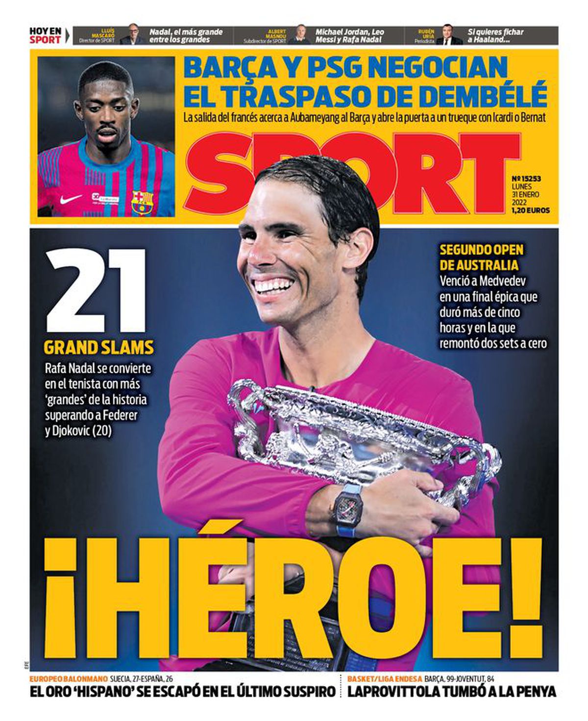 „Cel mai mare dintre cei mai mari” » Ediții de colecție ale presei internaționale, după victoria istorică reușită de Nadal la Australian Open