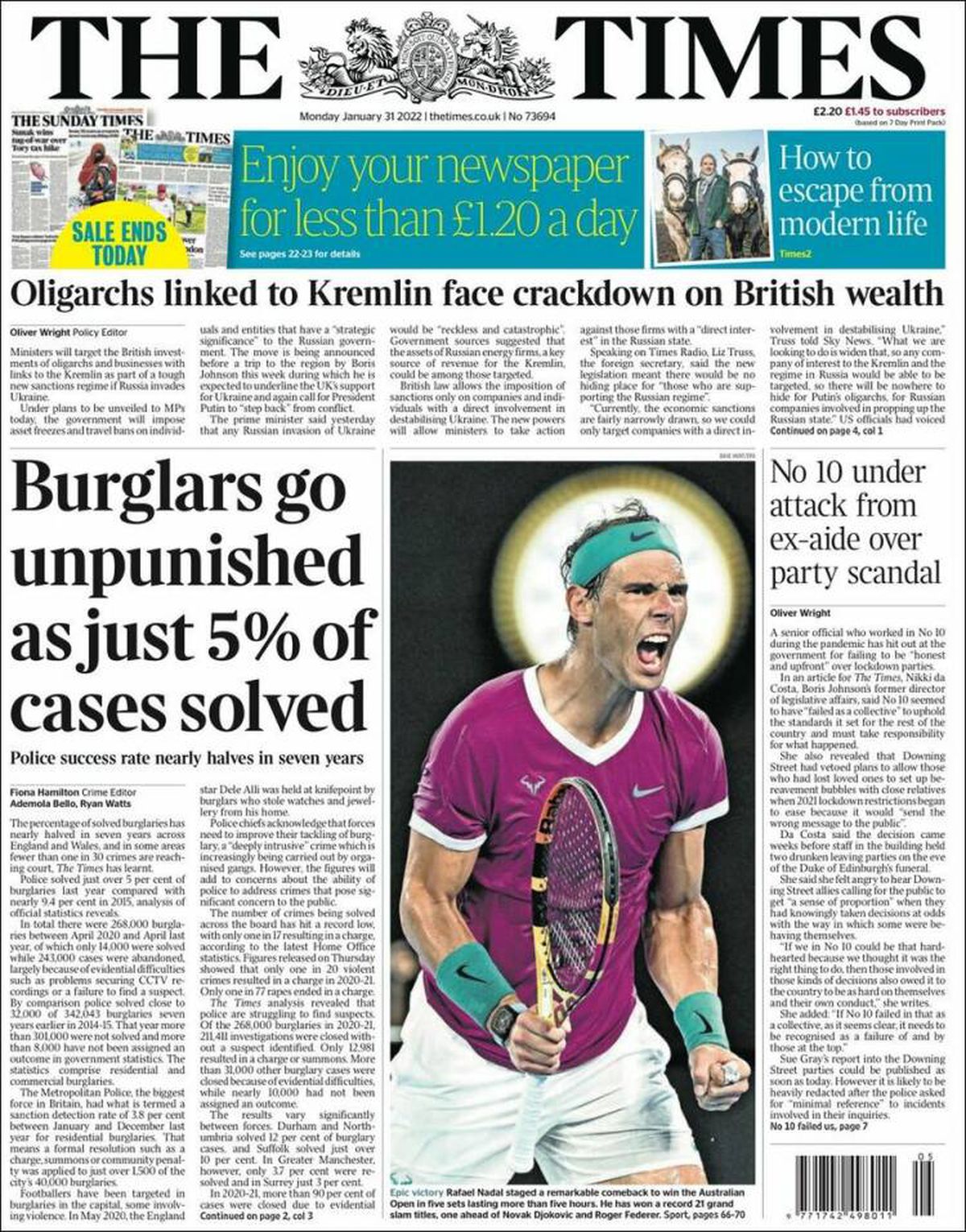 „Cel mai mare dintre cei mai mari” » Ediții de colecție ale presei internaționale, după victoria istorică reușită de Nadal la Australian Open