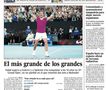 „Cel mai mare dintre cei mai mari” » Ediții de colecție ale presei internaționale, după victoria istorică reușită de Nadal la Australian Open