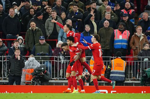 Bucurie în tabăra lui Liverpool, după golul lui Diogo Jota / Foto: Imago
