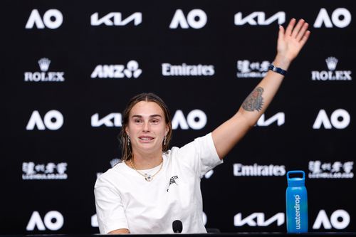 Aryna Sabalenka la conferința de presă FOTO Guliver/GettyImages