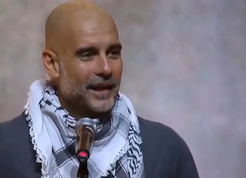 Pep Guardiola, managerul lui Manchester City, a avut un discurs virulent la „Act X Palestine” în Barcelona / Foto: reddit