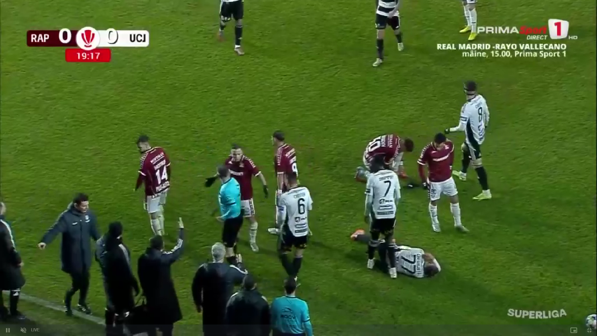 A luat galben cu U Cluj și va rata meciul Hermannstadt - Rapid