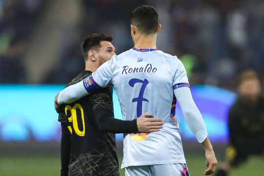 Lionel Messi și Cristiano Ronaldo, la ultima întâlnire, în Riyadh All-Star XI - PSG, pe stadionul King Fahd, pe 19 ianuarie 2023, la Riyadh / Foto: Imago