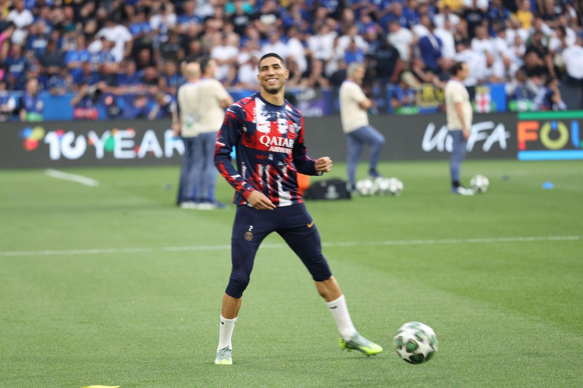 Imagini de la încălzirea finalei PSG - Inter