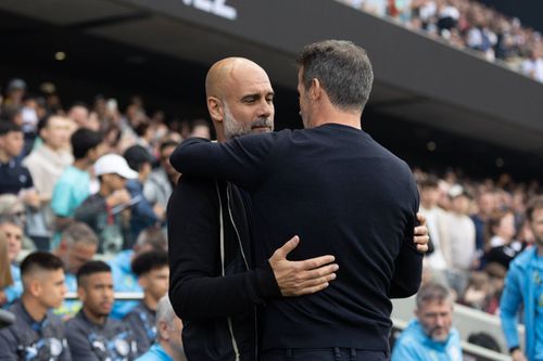 Marco Silva, aici la ultima etapă alături de Pep Guardola, le-a învins cu Fulham în acest sezon pe Chelsea, Liverpool, Newcastle și Tottenham / Foto: Imago
