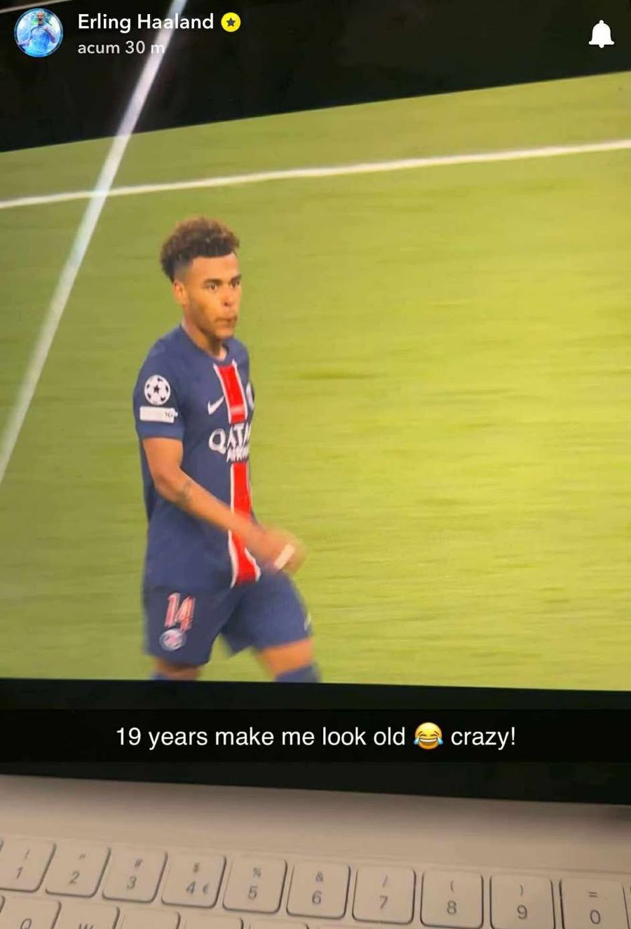 Gluma făcută de Erling Haaland după finala Ligii Campionilor dintre PSG și Inter. FOTO: Snapchat Erling Haaland a văzut PSG - Inter și a făcut gluma serii: „Nebunie!”