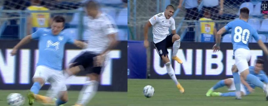 Bauza, accidentat în prima repriză a meciului Voluntari - FCU Craiova / FOTO: Captură @Telekomsport FC Voluntari - FCU Craiova 2-1 » Gabi Tamaș, prima victorie din cariera de președinte-jucător! Clasamentul ACUM