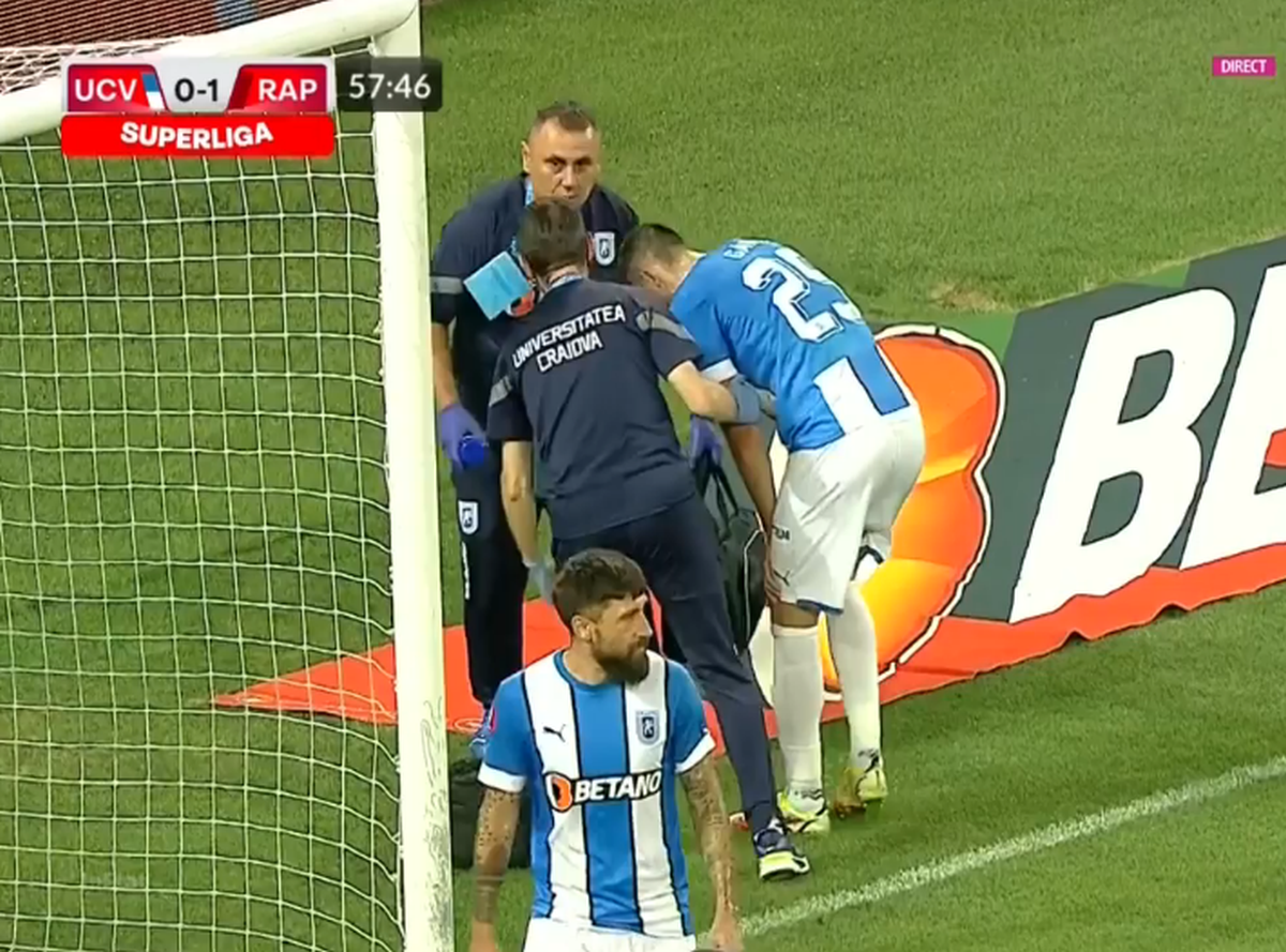 CSU Craiova - Rapid. S-a accidentat Valerică Găman