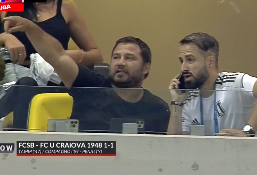 FCSB și FCU Craiova au remizat, scor 1-1, în runda cu numărul 3 din Liga 1. Marius Croitoru (41 de ani), antrenorul clubului oltean, a fost suspendat, dar a fost surprins transmițând informații prin intermediul telefoanelor și colaboratorilor.