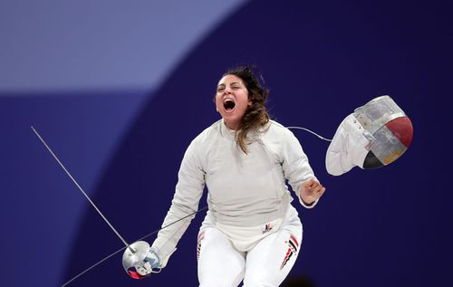 Nada Hafez, sabrera egipteană care la JO de la Paris a concurat gravidă în șapte luni Foto: Getty Images