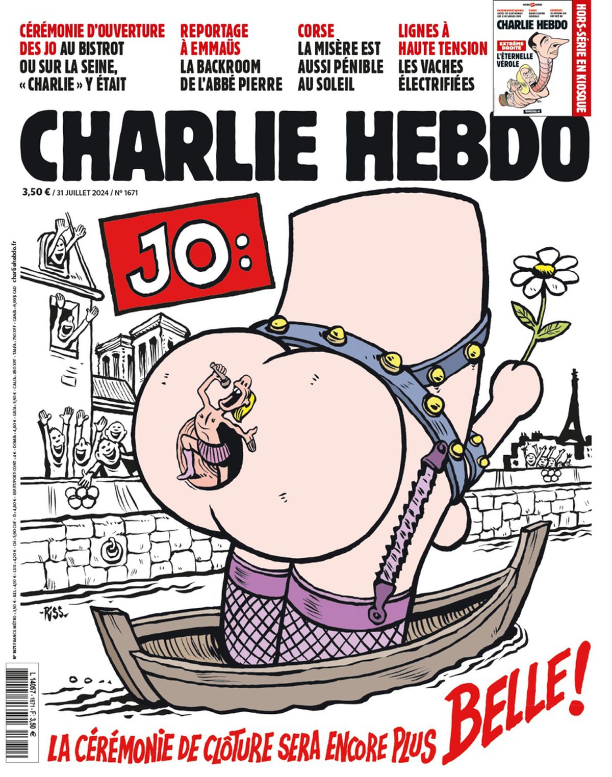 Revista Charlie Hebdo satirizează momentul scandalos de la Jocurile Olimpice » Copertă-șoc: „Festivitatea de închidere va fi și mai frumoasă!”